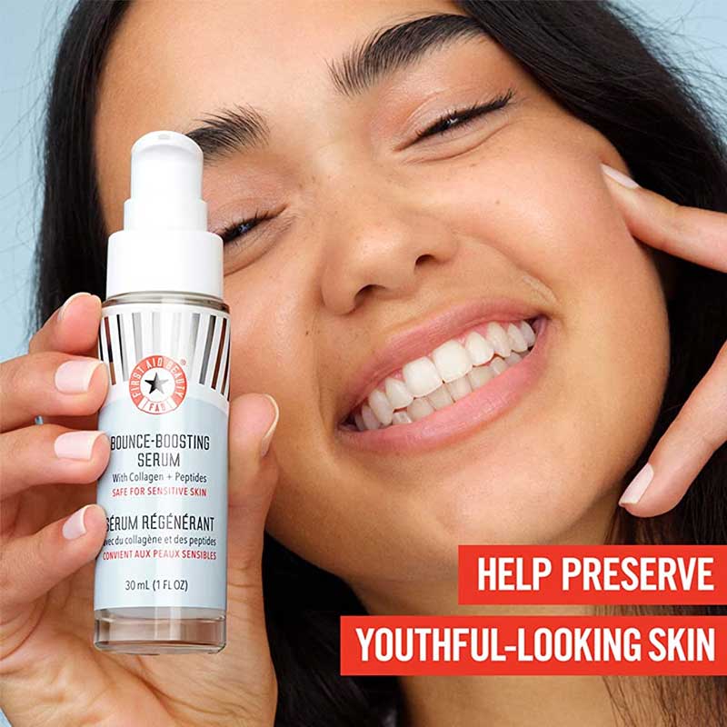 First Aid Beauty Bounce Boosting Serum with Collagen + Peptides | youthful skincare | collagen skincare | sensitive skincare | Serum for sensitive skin