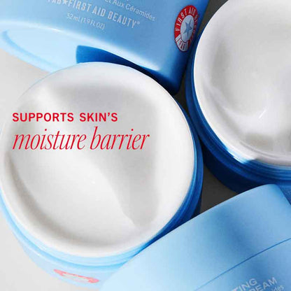 First Aid Beauty Hydrating Dewy Gel Cream Infographic, moisture barrier support