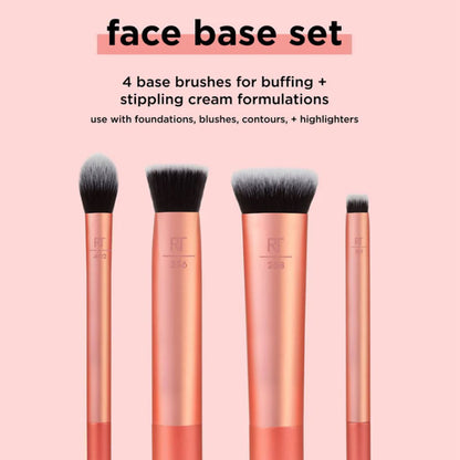 Real Techniques | Flawless Base | Brush Set | five-piece set | makeup | flawless | four face brushes | seamless application | flawless finish | super-soft bristles | high-tech