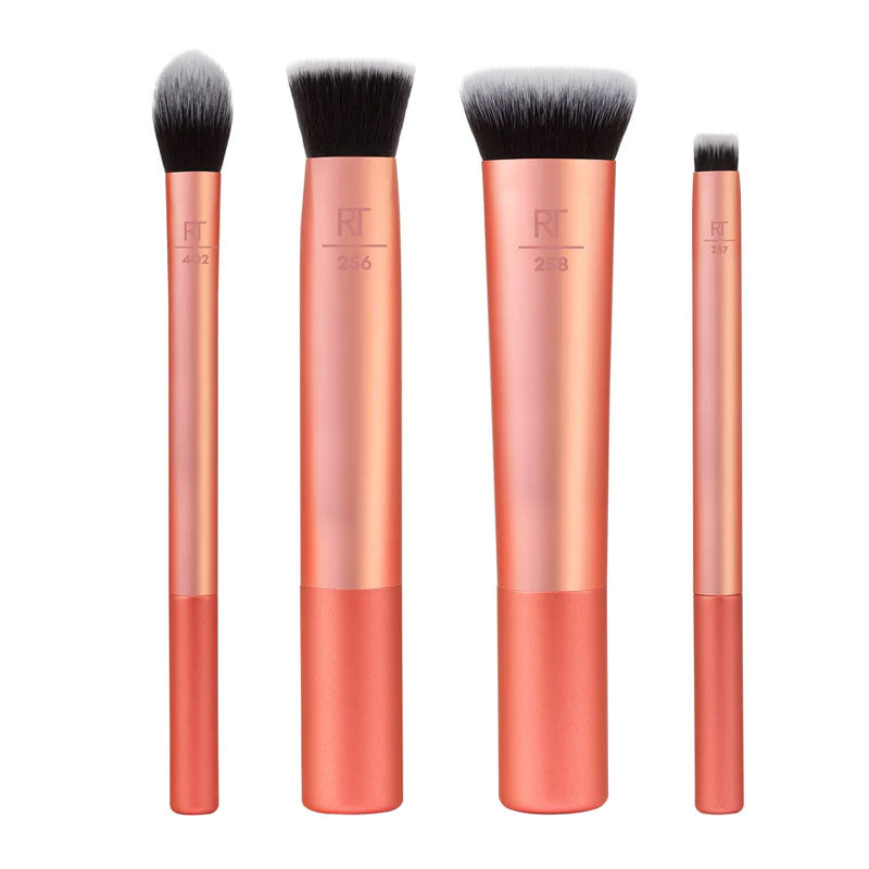 Real Techniques | Flawless Base | Brush Set | five-piece set | makeup | flawless | four face brushes | seamless application | flawless finish | super-soft bristles | high-tech