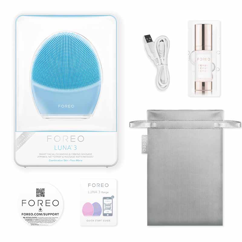Foreo | Luna 3 | 2-in-1 | facial | cleansing device | velvety soft | silicone | gentle | firming | hygienic | massage | active ingredients | deep | skin | dead skin cells | reduce breakouts | healthier | younger radiant | refreshed | normal | combination | sensitive