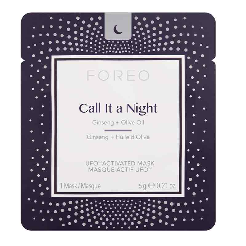  Foreo UFO | Call it a night | masks | nourishing | smart face masks | luscious | olive oil | reviving | ginseng | 90 seconds | relaxing | facial treatment | smooth | soft | skin