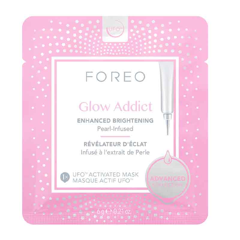 Foreo | UFO | Glow Addict | brightening | face masks | 90-second | treatment | dull skin | young | healthy | radiance | Instantly | illuminate | quick | glow 