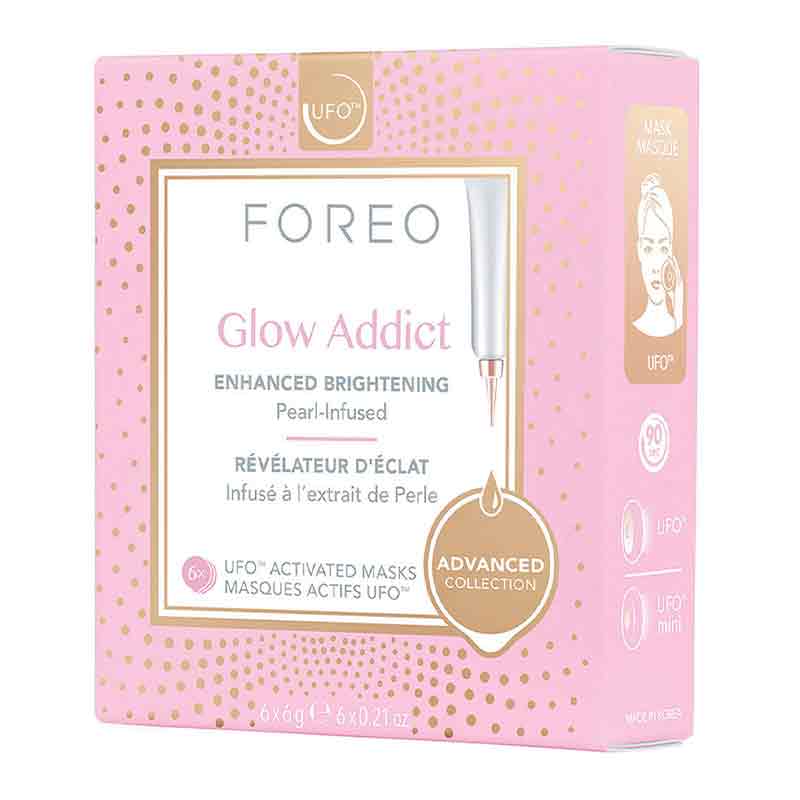 Foreo | UFO | Glow Addict | brightening | face masks | 90-second | treatment | dull skin | young | healthy | radiance | Instantly | illuminate | quick | glow 