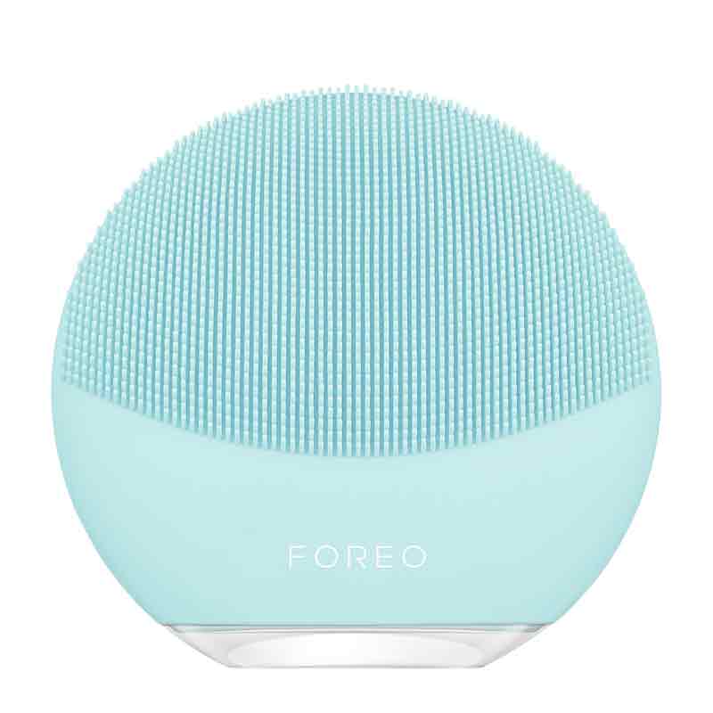  Foreo Luna Mini 3 | device | hygienic | cleanse |  travel-friendly | facial cleansing brush | ultra-soft, | bacteria-resistant | silicone | 30 seconds | Glow Boost mode | healthy | radiant | complexion | pearl pink | mint