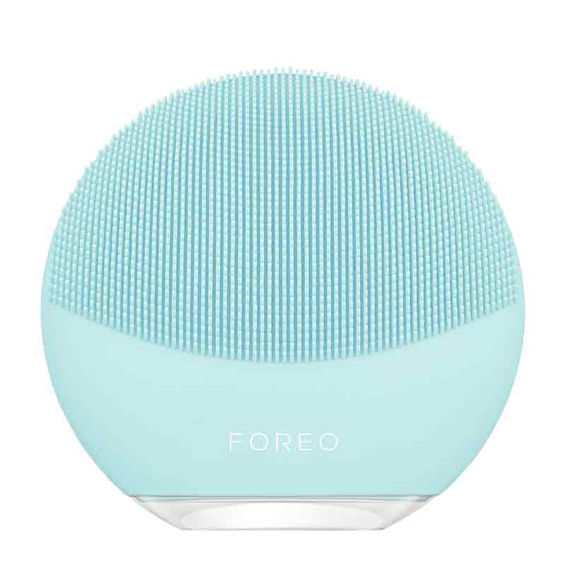  Foreo Luna Mini 3 | device | hygienic | cleanse |  travel-friendly | facial cleansing brush | ultra-soft, | bacteria-resistant | silicone | 30 seconds | Glow Boost mode | healthy | radiant | complexion | pearl pink | mint