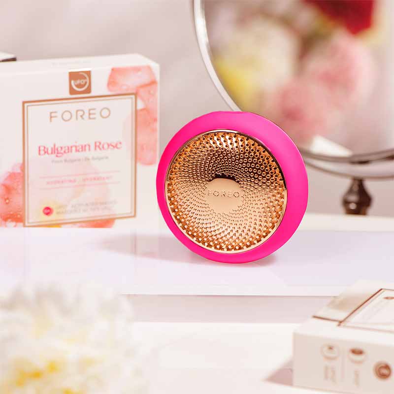 Foreo | UFO | smart | facial treatment | device | handheld | spa | home | all skin types | all skin tones | all ages | target | specific | skin issues | enhance | complexion