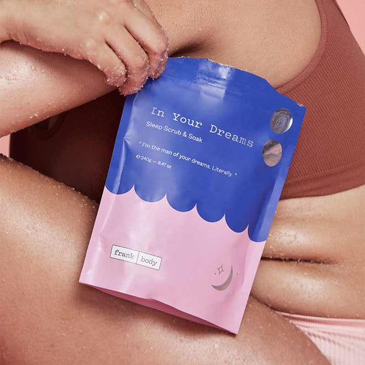 Frank Body In Your Dreams Sleep Scrub and Soak | unwind | bath soak | scrub | lavender | dreamy | calm | relax | vegan | gentle exfoliation | smooth 