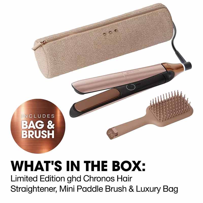 ghd Chronos Hair Straightener Festive Gift Set In Cashmere Beige Whats Included
