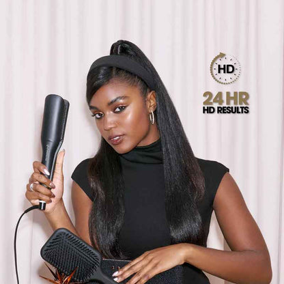 ghd Chronos Max Hair Straightener Black Gift Set with Paddle Brush & Bag Model Image
