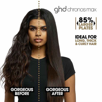 ghd Chronos Max Wide Plate Hair Straightener, wide plate hair styler for long, thick, curly hair