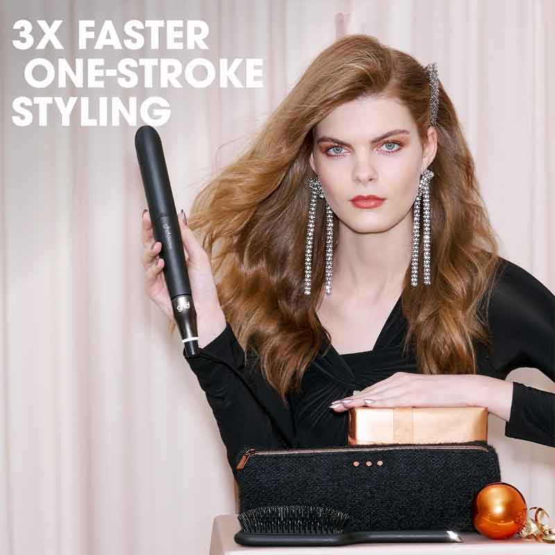 ghd Chronos Styler Black Gift Set With Paddle Brush & Bag Benefits