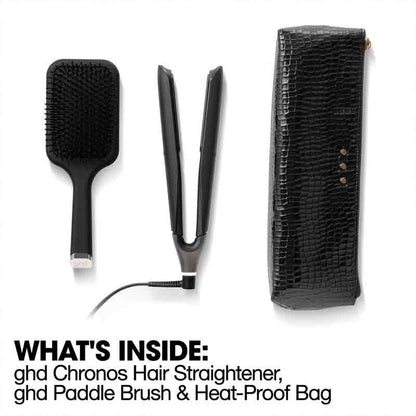 ghd Chronos Styler Black Gift Set With Paddle Brush & Bag