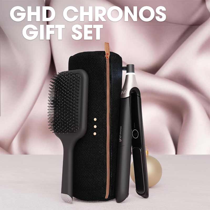 ghd Chronos Styler Black Gift Set With Paddle Brush & Bag stylised image