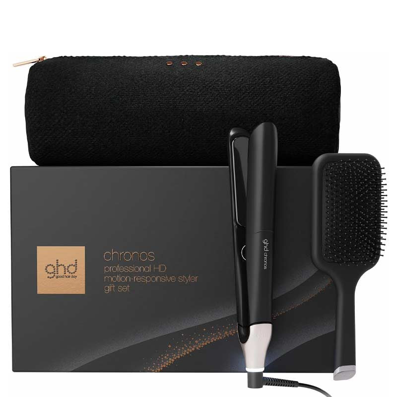 ghd Chronos Styler Black Gift Set With Paddle Brush & Bag with products