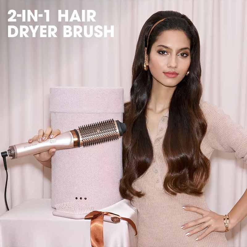 ghd Duet Blowdry Professional 2-In-1 Hair Dryer Brush Limited Edition Cashmere Beige Infographic