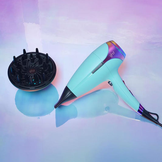 ghd, ghd Futurescape Limited Edition Helios Hair Dryer in Mystic Aqua, neon hair dryer, new ghd hair dryer
