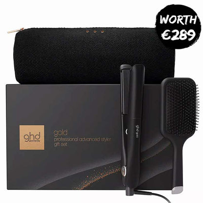 ghd Gold Hair Straightener Gift Set with Paddle Brush & Heat Resistant Bag