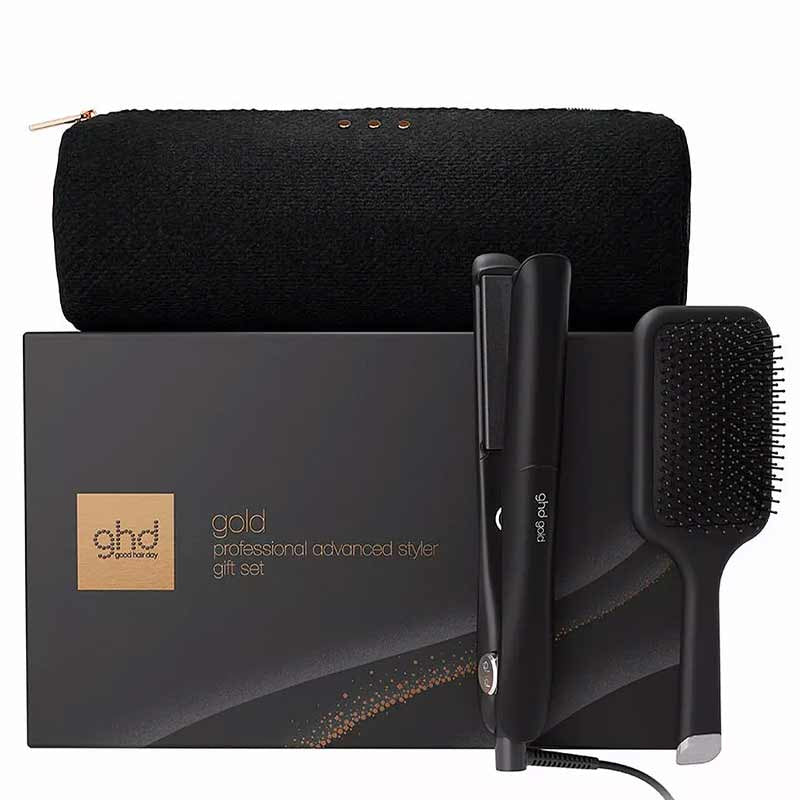 ghd Gold Hair Straightener Gift Set with Paddle Brush & Heat Resistant Bag Product Image
