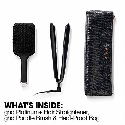 ghd Platinum+ Styler Black Gift Set With Paddle Brush & Bag