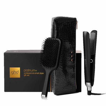 ghd Platinum+ Styler Black Gift Set With Paddle Brush & Bag