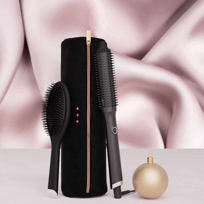 ghd Rise Hot Brush Gift Set Black with Brush & Heat Resistant Bag Styled