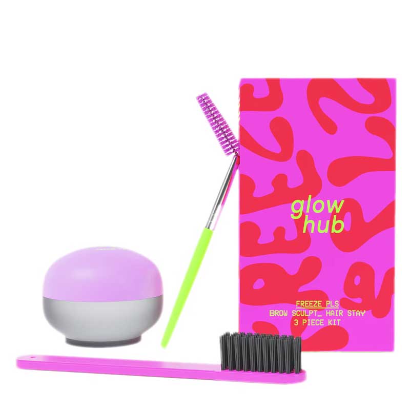 Glow Hub Freeze Pls Brow Wax | Sculpt and tame brows | Hybrid skincare/makeup | Strong hold | Infused with glycerin | Includes wax, spoolie brush, and comb