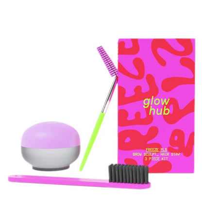 Glow Hub Freeze Pls Brow Wax | Sculpt and tame brows | Hybrid skincare/makeup | Strong hold | Infused with glycerin | Includes wax, spoolie brush, and comb