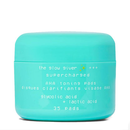  Glow Hub The Glow Giver AHA Toning Pads | Lackluster complexions | Supercharged lactic acid | Glycolic acid | Pro-peel experience | Goodbye to dullness | Super radiant | Super bright | Super glowy skin.