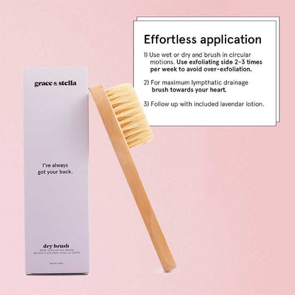 Grace & stella body exfoliating dry brush | dry brush towards your heart | massage brush 