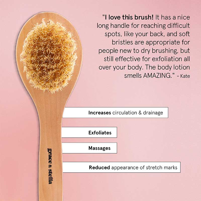 Grace and Stella body exfoliating dry brush | dry vegan brush bristles
