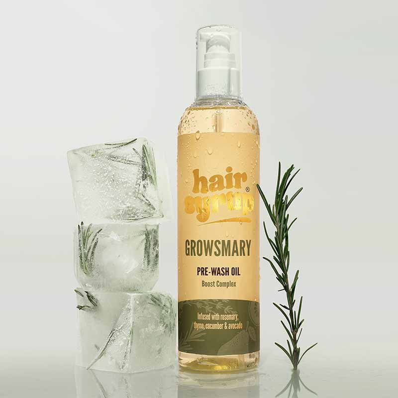 Hair Syrup Grows-Mary Pre wash Hair Oil For Thinning, Sparse Hair 100ml Rosemary And Ice Cube Stacked Image