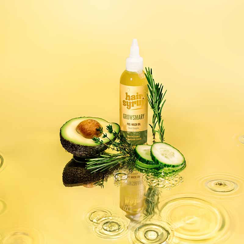 Hair Syrup Grows-Mary Pre wash Hair Oil For Thinning, Sparse Hair 100ml Image Yellow Puddle Background