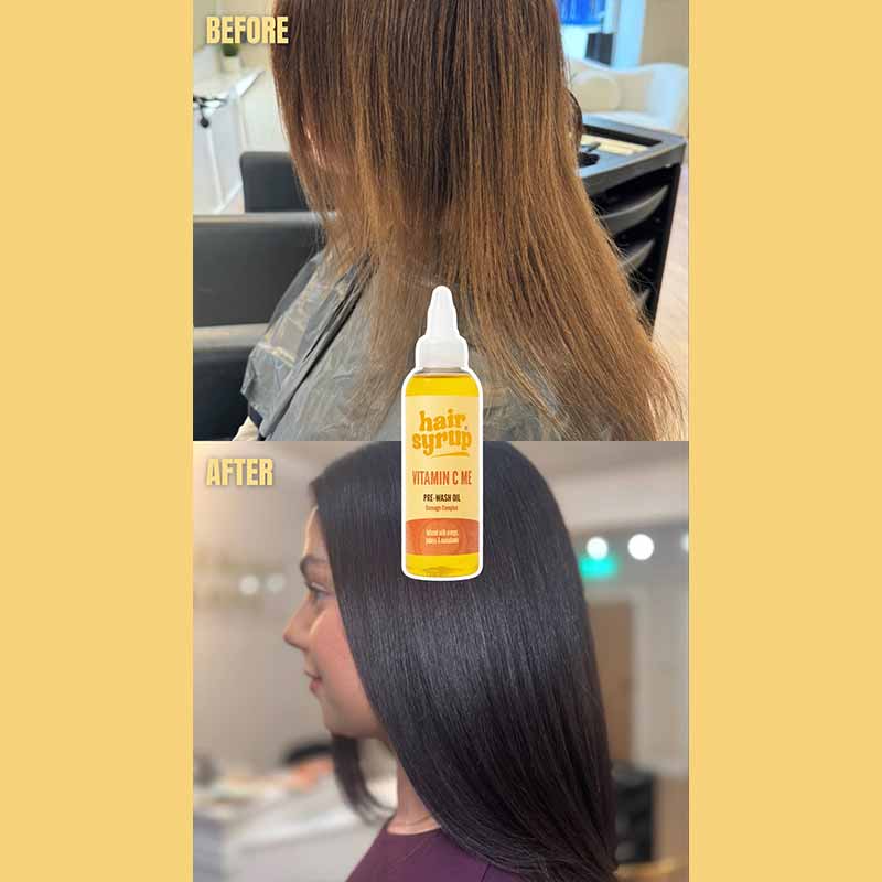Hair Syrup Vitamin C Me Pre Wash Hair Oil For Damaged Hair Before And After With Product Image