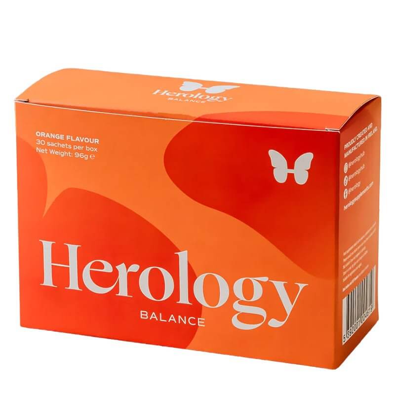Herology | Balance | food supplement | nutrition | hormonal regulation | energy | wellbeing | quality ingredients | 30 daily sachets | orange flavour | Folic Acid | healthy nervous system | Magnesium | Vitamin B6 | calm | anxiety | maximum absorption | health | metabolism | adaptogenic herbs