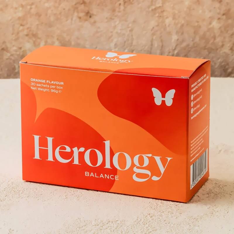 Herology | Balance | food supplement | nutrition | hormonal regulation | energy | wellbeing | quality ingredients | 30 daily sachets | orange flavour | Folic Acid | healthy nervous system | Magnesium | Vitamin B6 | calm | anxiety | maximum absorption | health | metabolism | adaptogenic herbs