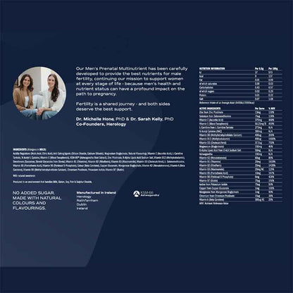 Herology Men's Prenatal Supplement Nutritional Information