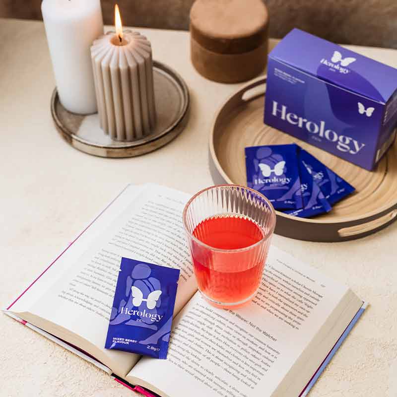 Herology | Zen | food supplement | nutrition | calm | relaxation | wellbeing | quality ingredients | 30 daily sachets | mixed berry flavour | Magnesium | Vitamin B6 | Vitamin B12 | maximum absorption | health | nervous system | stress | digestive system | anxiety | day | night