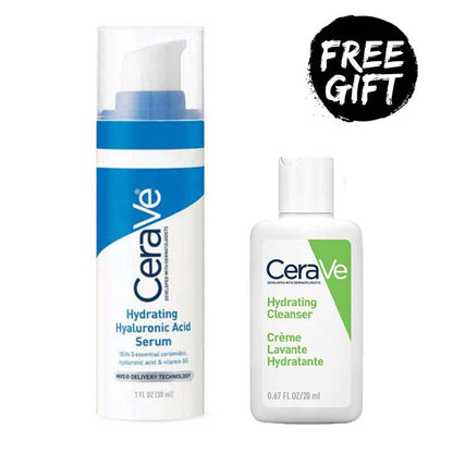 CeraVe Hydrating Hyaluronic Acid Serum For Normal to Dry Skin + FREE Hydrating Cleanser 20ml