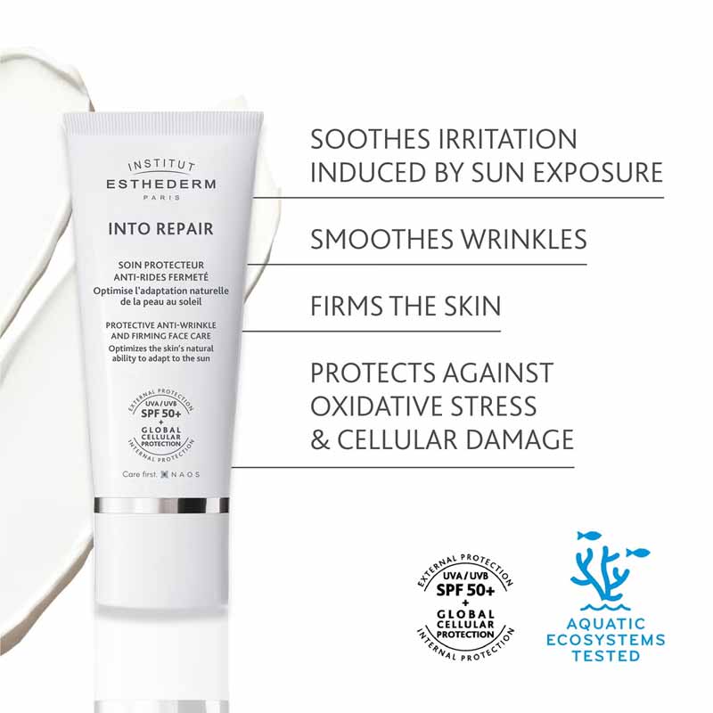Institut Esthederm Into Repair Protective Anti Wrinkle Face Care SPF50+, face cream for fine lines & wrinkles, skin firming cream