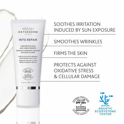 Institut Esthederm Into Repair Protective Anti Wrinkle Face Care SPF50+, face cream for fine lines & wrinkles, skin firming cream