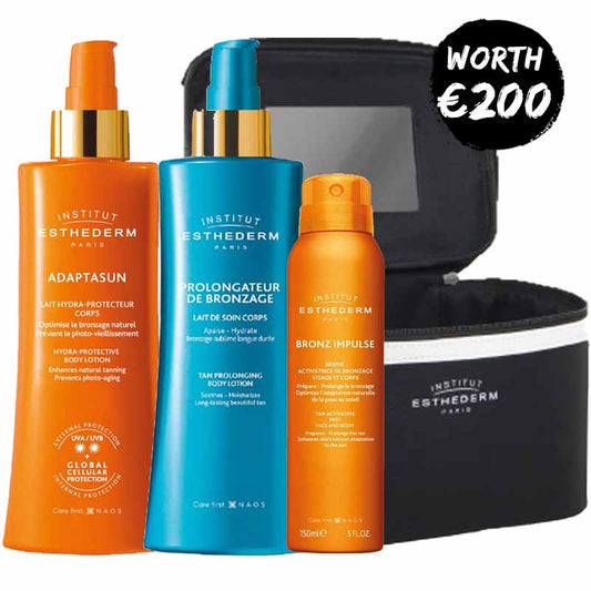 Institut Prepare, Protect & Prolong Bundle + Free Travel Bag, tan prolonging body lotion, tan activating body lotion
