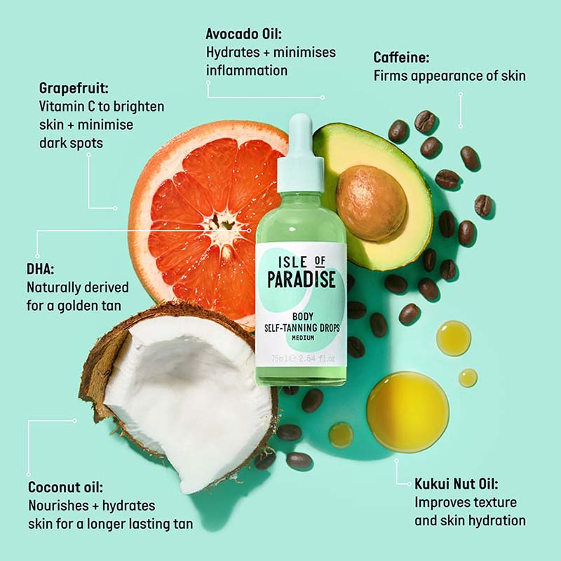 Isle Of Paradise Self-Tanning Body Drops | Self tanning drops | Isle of Paradise | Avocado oil skincare | self tanner | fake tan | tanning drops 