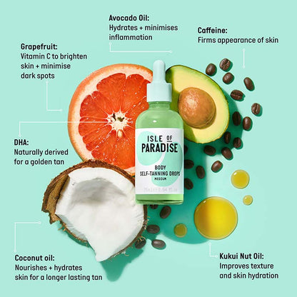Isle Of Paradise Self-Tanning Body Drops | Self tanning drops | Isle of Paradise | Avocado oil skincare | self tanner | fake tan | tanning drops 