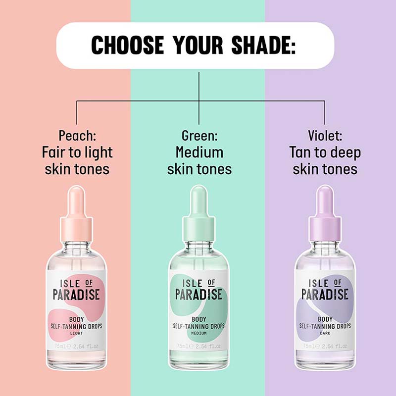 Isle Of Paradise Self-Tanning Body Drops | Tanning drops | false tan | fake tan | self tanner | medium tan | light tan | deep tan 