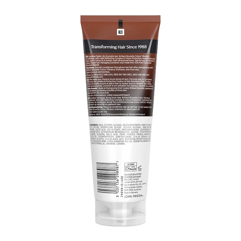John Frieda Brilliant Brunette Colour Vibrancy Conditioner back of pack