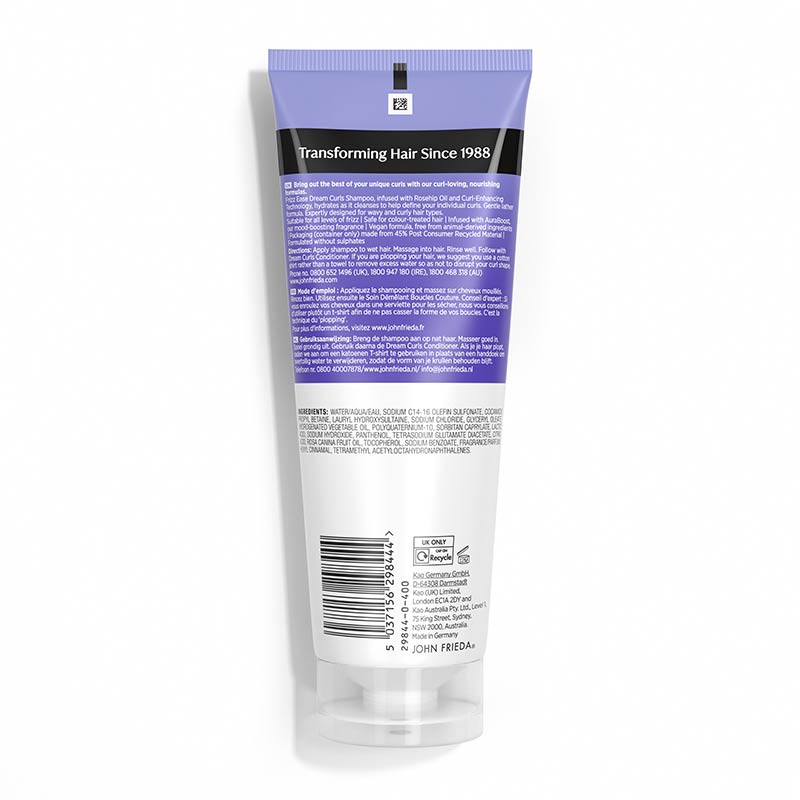 John Frieda Frizz Ease Dream Curls Shampoo back of pack