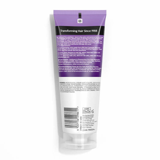 John Frieda Frizz Ease Miraculous Recovery Shampoo back of pack