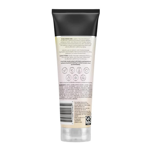 John Frieda Sheer Blonde Go Blonder Shampoo | strengthening | toning | neutralizes | prevents brassiness | protection | enhanced | gently | lightens | cleansing | luminous 