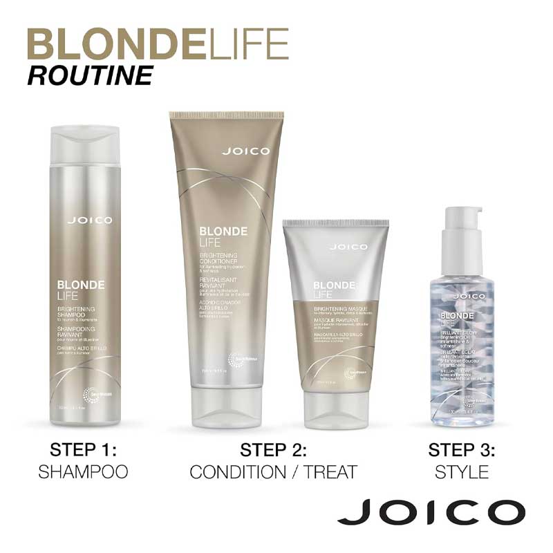 Joico Blonde Life Brightening Masque, haircare for blonde hair. haircare routine for lightened hair